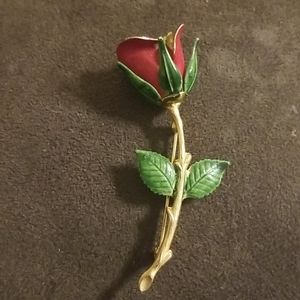 Giovanni Red  Single Stem Rose Brooch/Pin